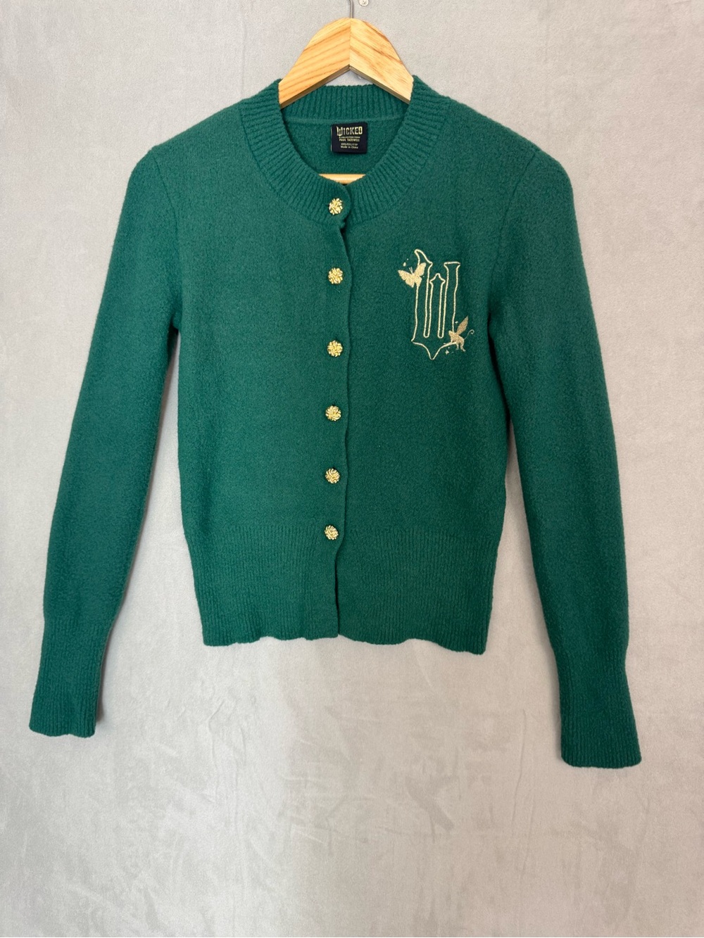Wicked Paul Tazewell Cardigan XXS Emerald Green Gold Embroidered Movie Merch